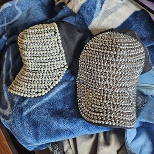 Womens Caps with Pearl, Rhinestone
